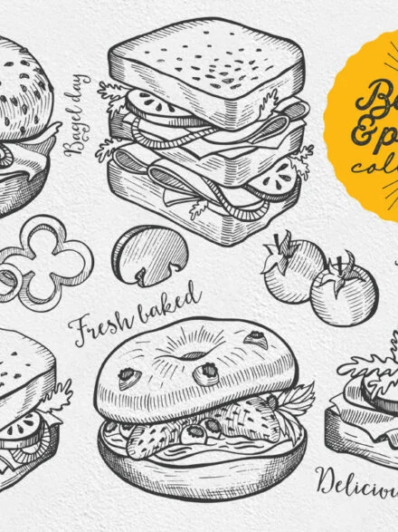 Bagel Food Illustrations Graphics - Image 1