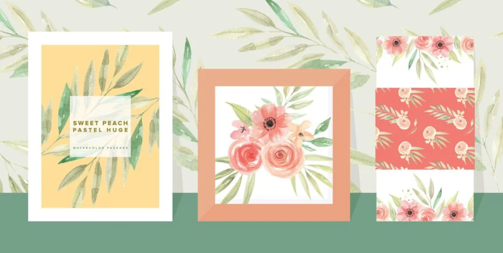 Sweet Peach Pastel Huge Watercolor Package Graphics - Image 1