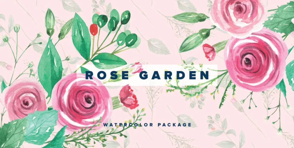 Rose Garden Watercolor Package Graphics - Image 1
