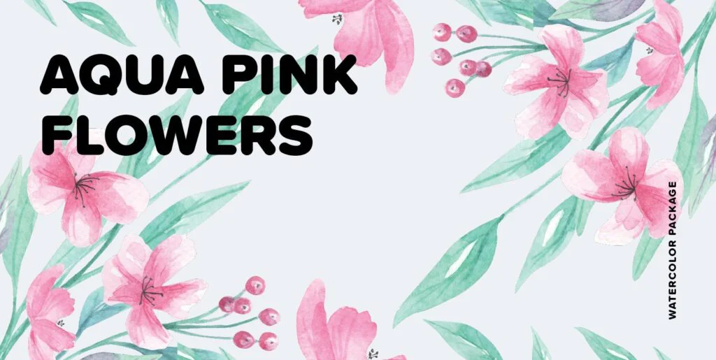 Aqua Pink Flowers Watercolor Package Graphics - Image 2