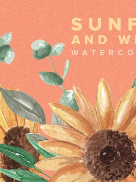 Sunflower and White Rose Watercolor Package Graphics - Image 1