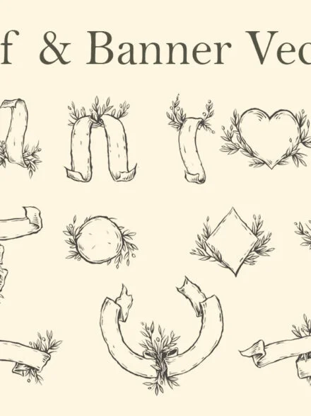 Leaf & Banner Vectors Graphics - Image 9