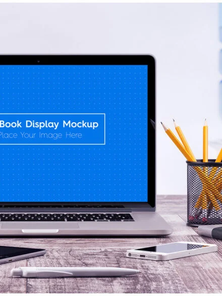 5 Workplace MacBook Display Mockups Graphics - Image 8