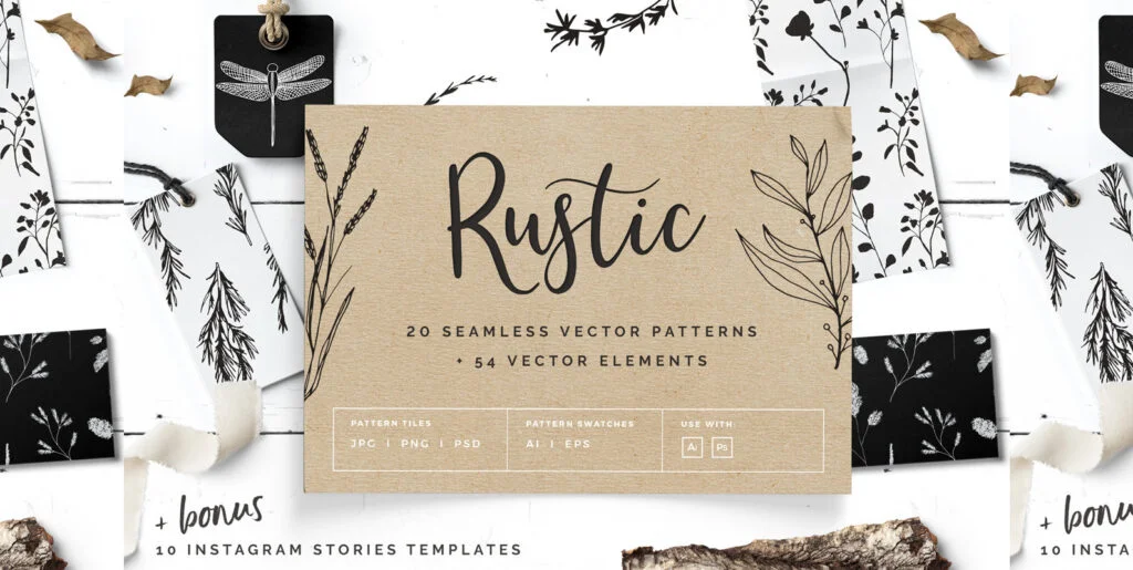 Rustic Patterns & Instagram Stories Graphics - Image 2