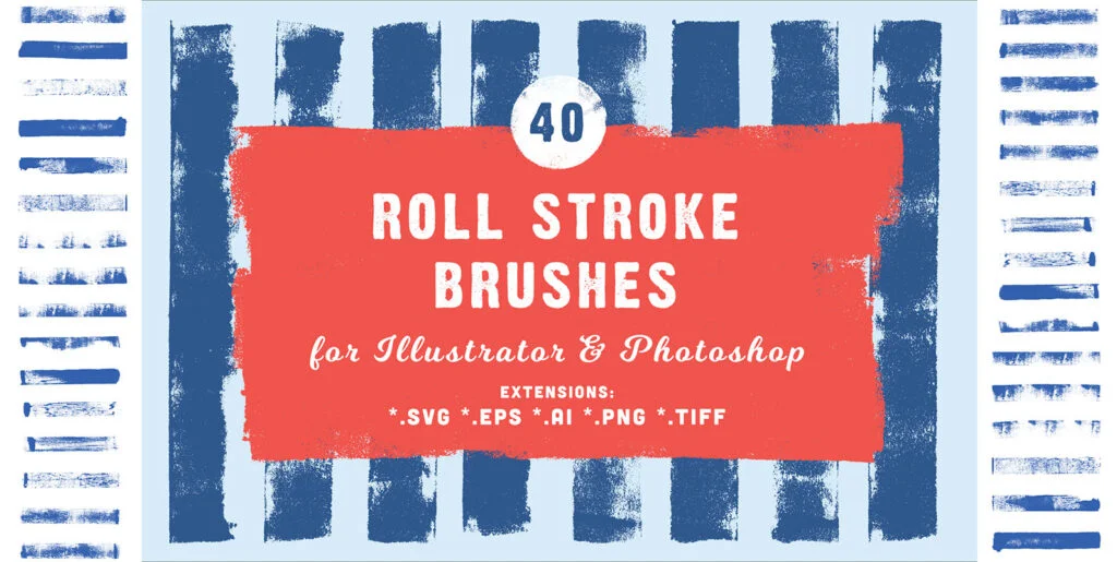 40 Roll Stroke Brushes for Illustrator & Photoshop Graphics - Image 1