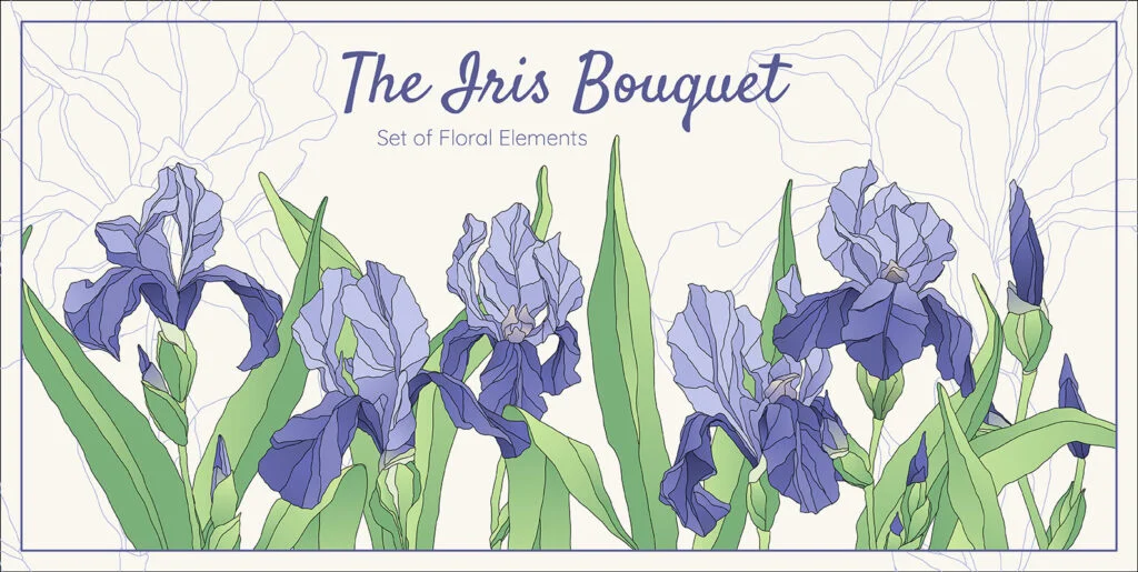The Iris Bouquet Set of Floral Elements Graphics - Image 2