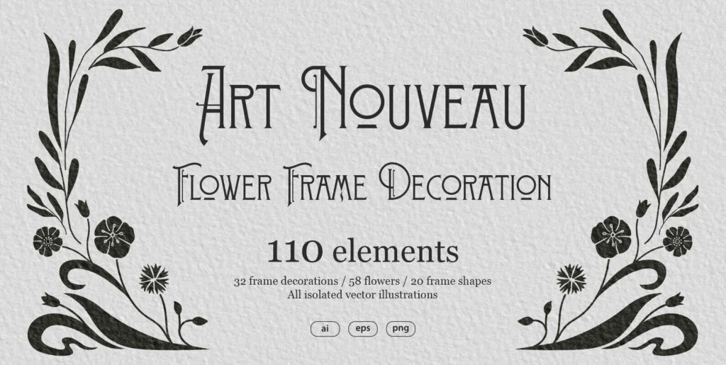 Art Nouveau Flower Frame Graphics - Image 2