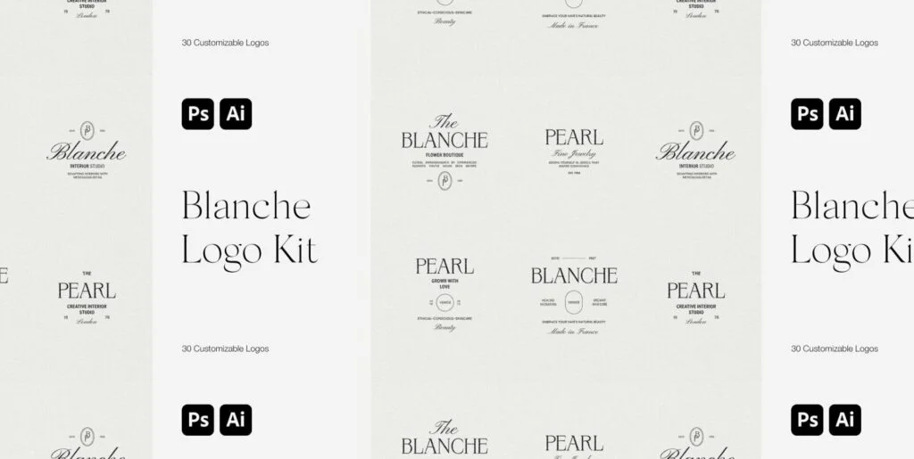Blanche Minimalist Logo Kit Ai Eps Psd Graphics - Image 1