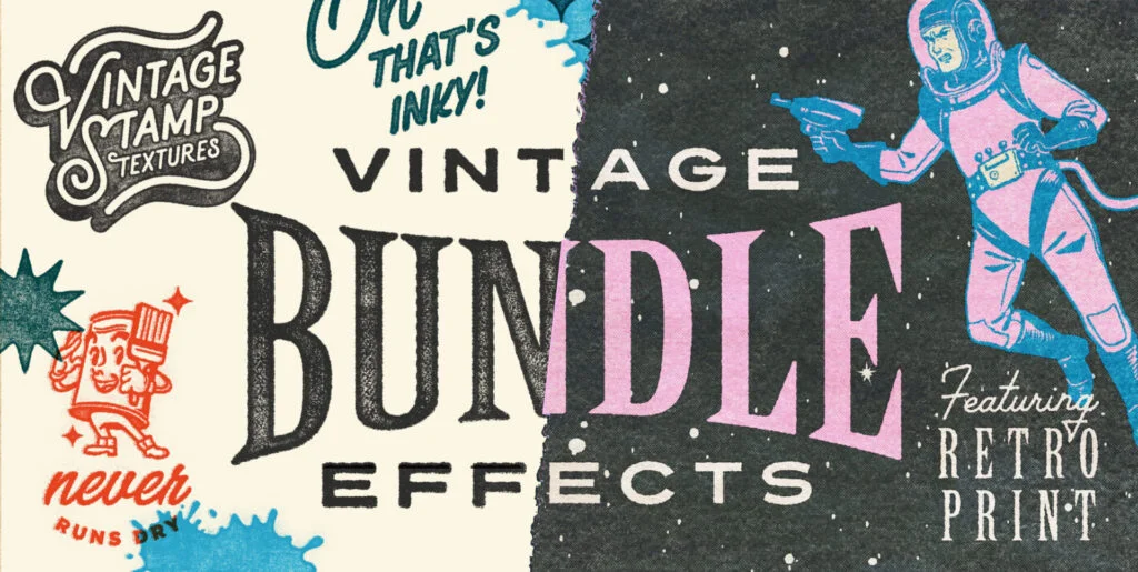 Vintage Stamp and Retro Print Bundle Graphics - Image 2