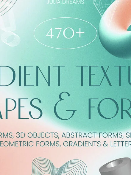 Gradient Textures & Shapes – 3D Objects & Letters Graphics - Image 6