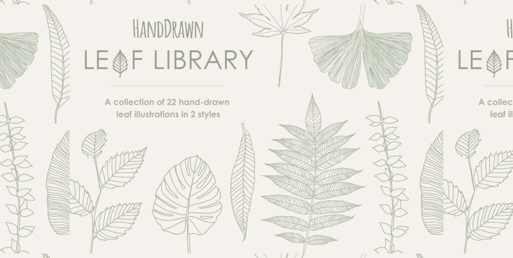 HandDrawn Leaf Library Graphics - Image 1