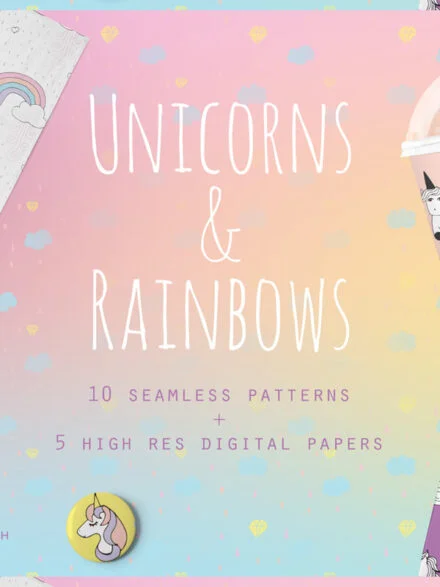 Unicorns & Rainbows Patterns Graphics - Image 1