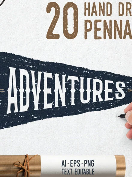20 Hand Drawn Pennant Flags Graphics - Image 3