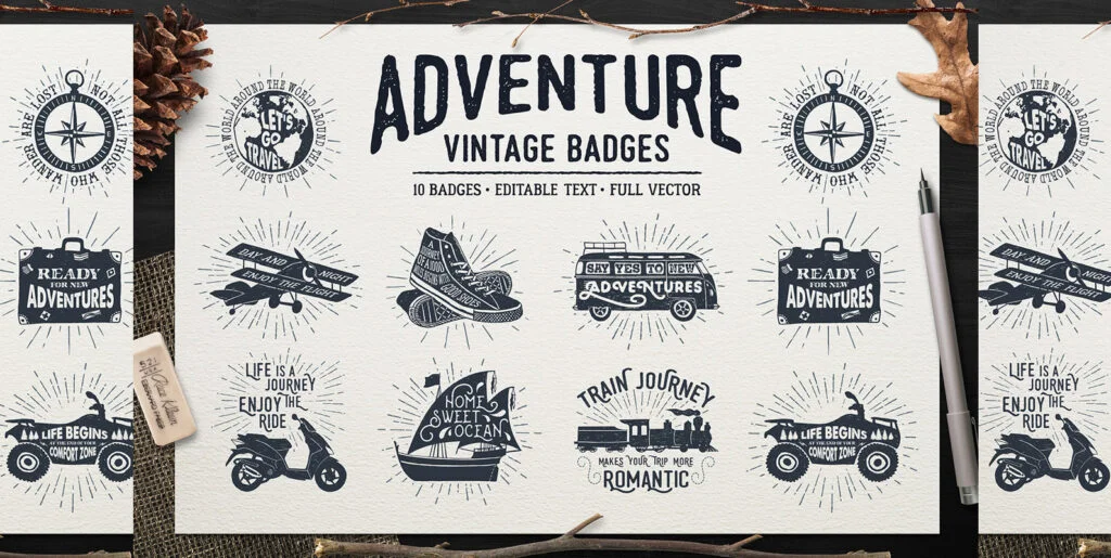 Adventure Vintage Badges 1 Graphics - Image 1