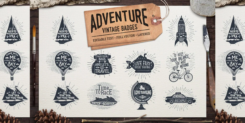 Adventure Vintage Badges 2 Graphics - Image 1