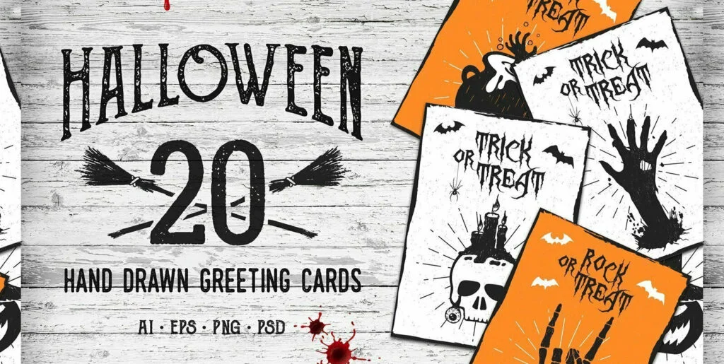 20 Halloween Greeting Card Designs Graphics - Image 2