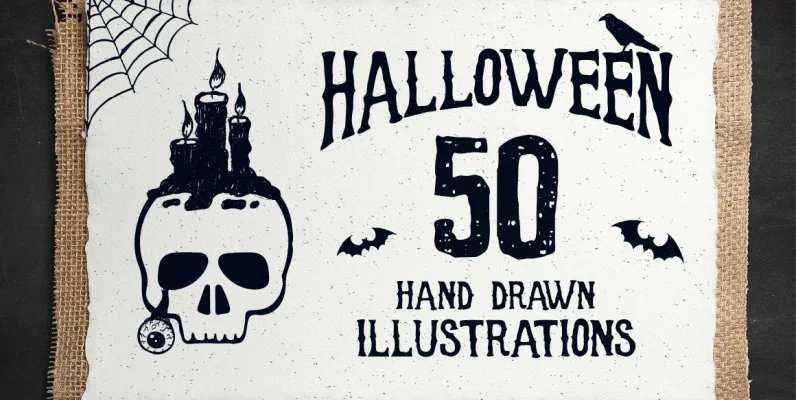 50 Hand Drawn Halloween Objects Graphics - Image 2