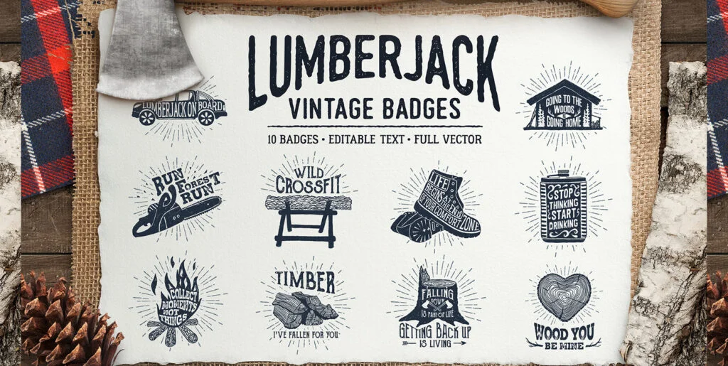 Lumberjack Vintage Badges 1 Graphics - Image 1
