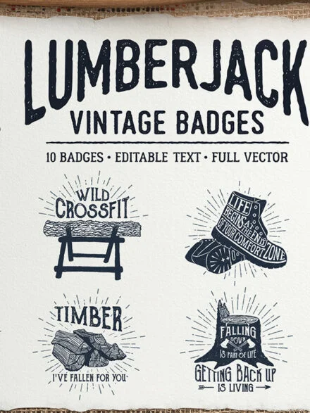 Lumberjack Vintage Badges 1 Graphics - Image 12