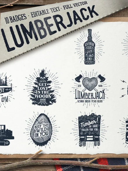 Lumberjack Vintage Badges 2 Graphics - Image 11