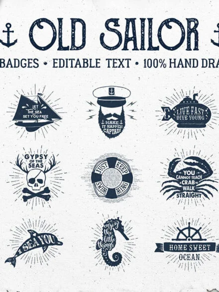15 Old Sailor Badges – V1 Graphics - Image 9