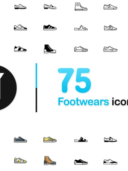 75 Footwear Icons Graphics - Image 1