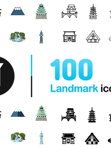 100 Landmark Icons Graphics - Image 1