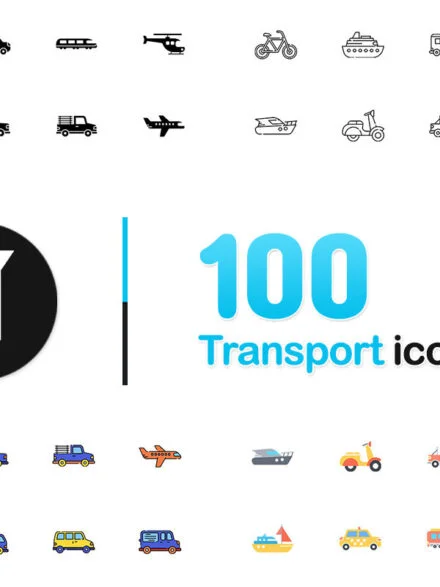 100 Transportation Icons Graphics - Image 10
