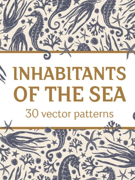 Inhabitants of the sea patterns Graphics - Image 7