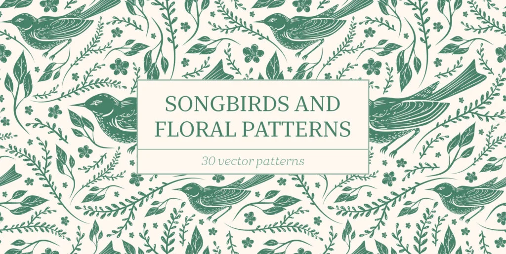 Songbirds and Floral Patterns Graphics - Image 2
