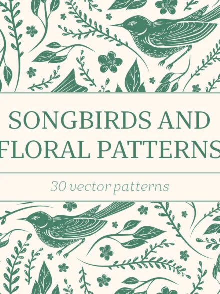 Songbirds and Floral Patterns Graphics - Image 5