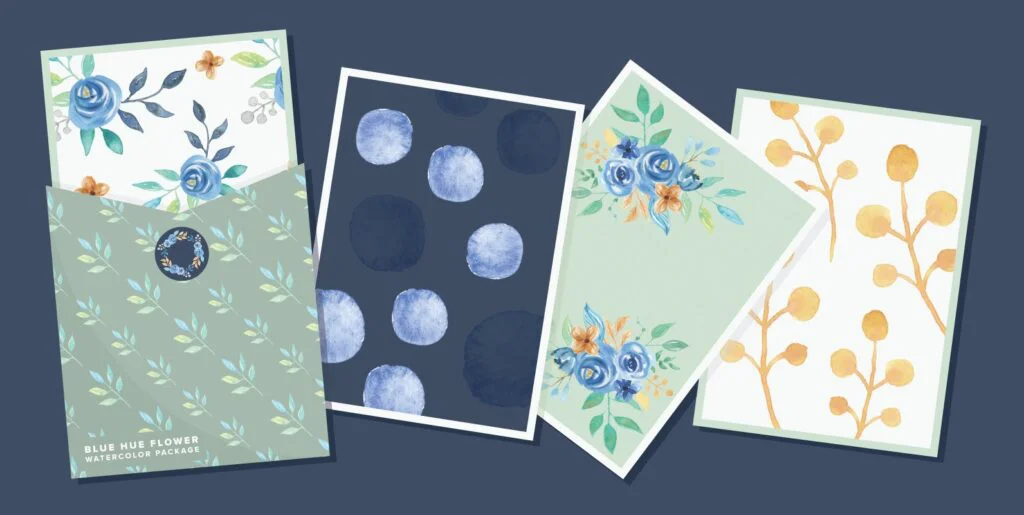 Blue Hue Flower Watercolor Package Graphics - Image 2