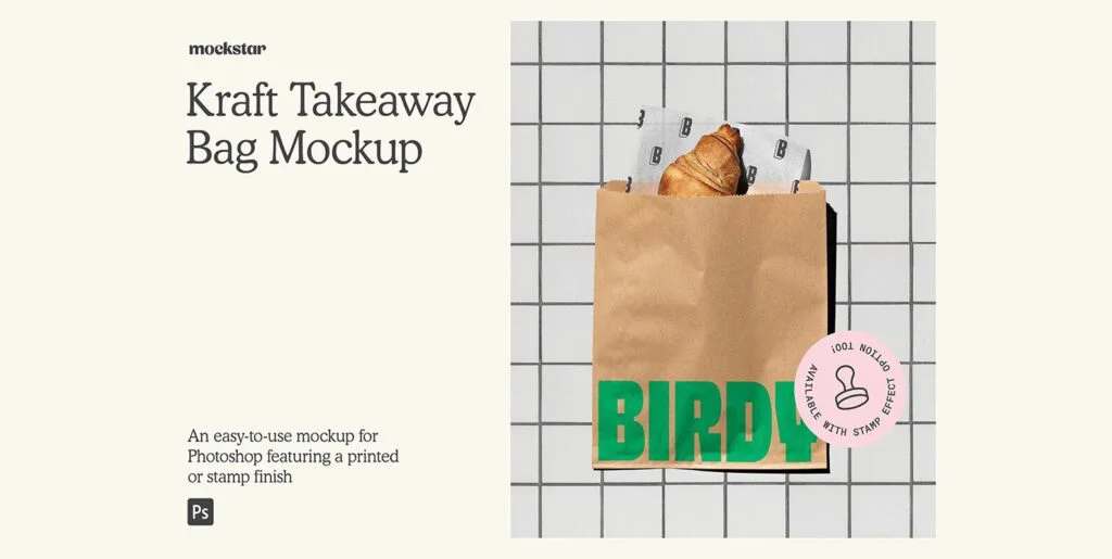 Kraft Takeaway Bag mockup Graphics - Image 1