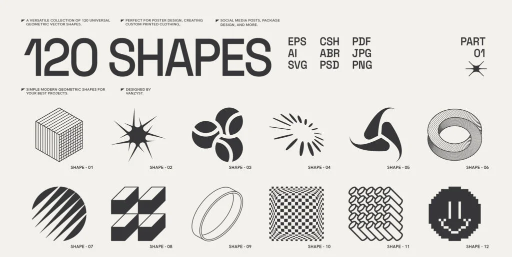 120 Abstract Geometric Shapes. Part 1 Graphics - Image 2