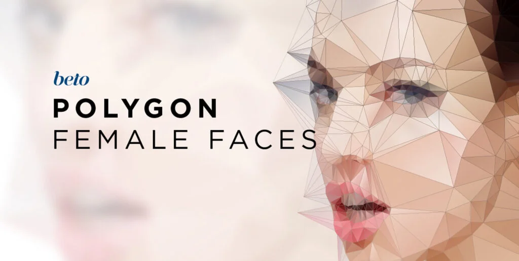 Polygonal Female Faces Graphics - Image 1