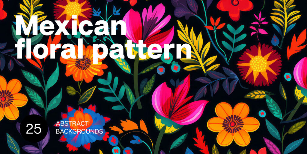 Immerse in Mexicos Rich Heritage: A Journey through Vibrant Floral Pattern Graphics - Image 2