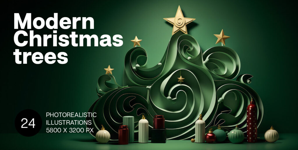 Sculpting Festive Minimalism: Discover Modern Christmas Trees Graphics - Image 2