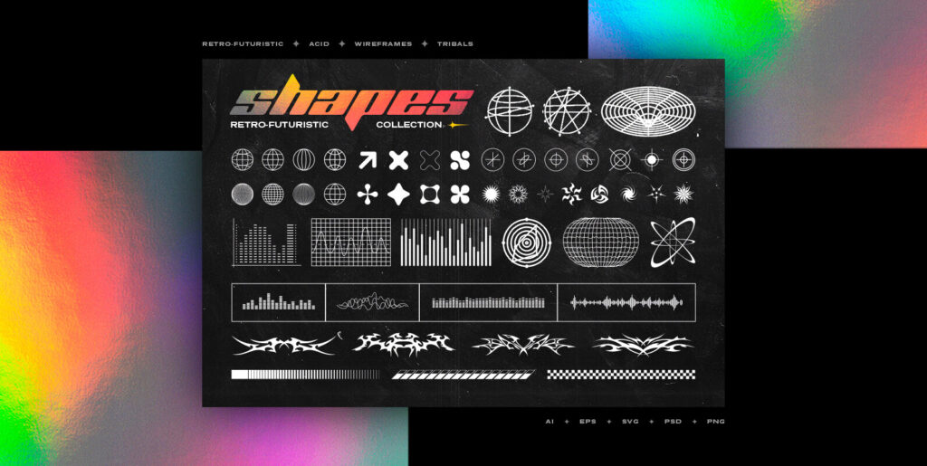 Exploring the Aesthetic Spectrum with Retro Futuristic Shapes Collection Graphics - Image 2