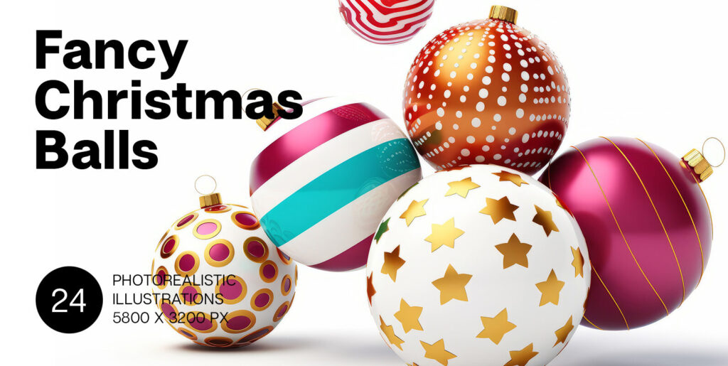 Dazzling Holiday Graphics: The Allure of Fancy Christmas Balls Collection - Image 2