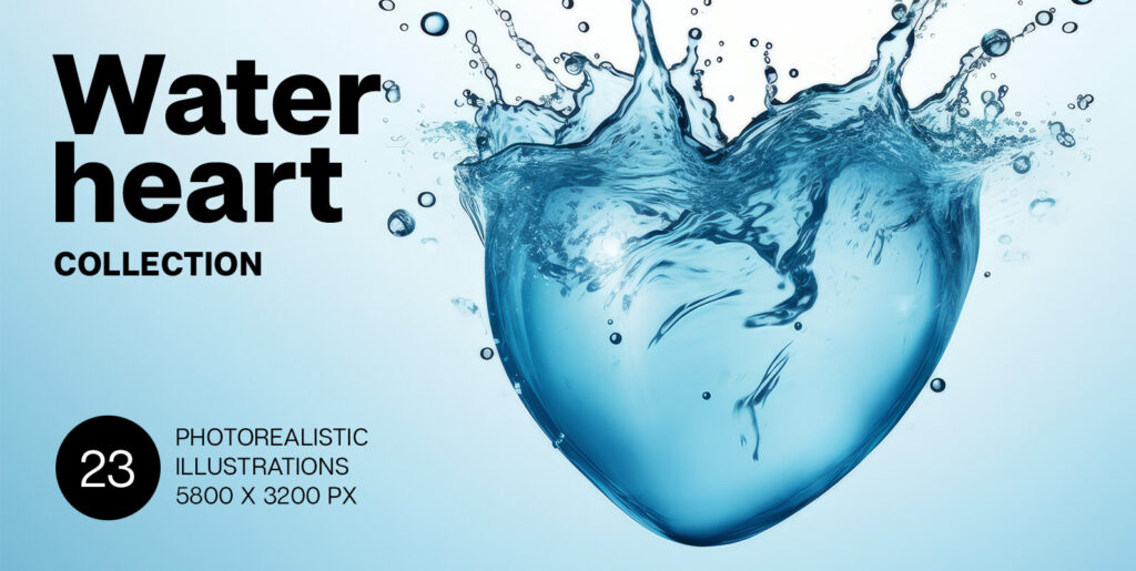 Translating Loves Fluidity: The Artistry of Water Hearts Graphics Collection - Image 2