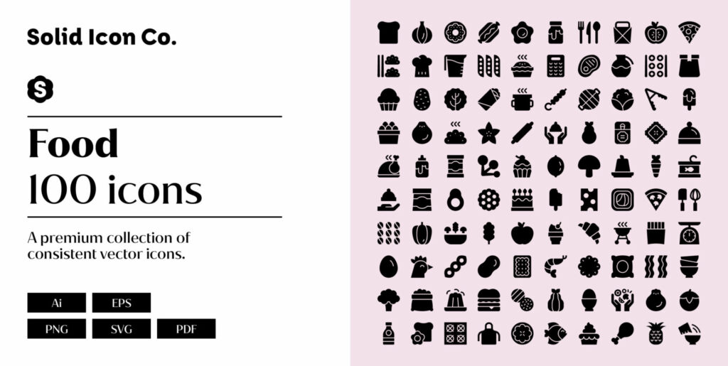 Savour the Art of Design with Food Icons Graphics Collection - Image 1