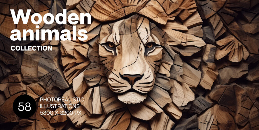 Mastering Aesthetic Alchemy: Wooden Animals Enriching Graphic Design - Image 2