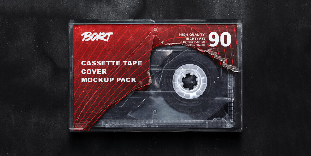Reviving Vintage Vibes: Unleashing Creative Magic with Old Compact Tape Cassette Cover Mockup Graphics - Image 1