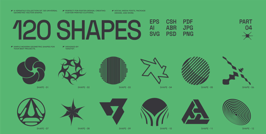 Mastering Modern Aesthetics with 120 Abstract Geometric Shapes Part 4: Graphic Design Reimagined - Image 1