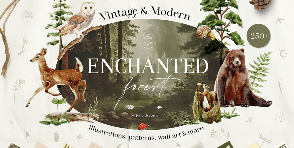 Journeying into the Wilderness: The Artistry of the Enchanted Forest Watercolor Collection - Image 1