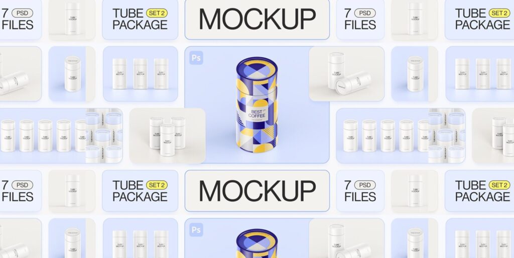 Reimagining Graphic Design: A Deep Dive into the Paper Tube Package Mockup Set 2 - Image 1