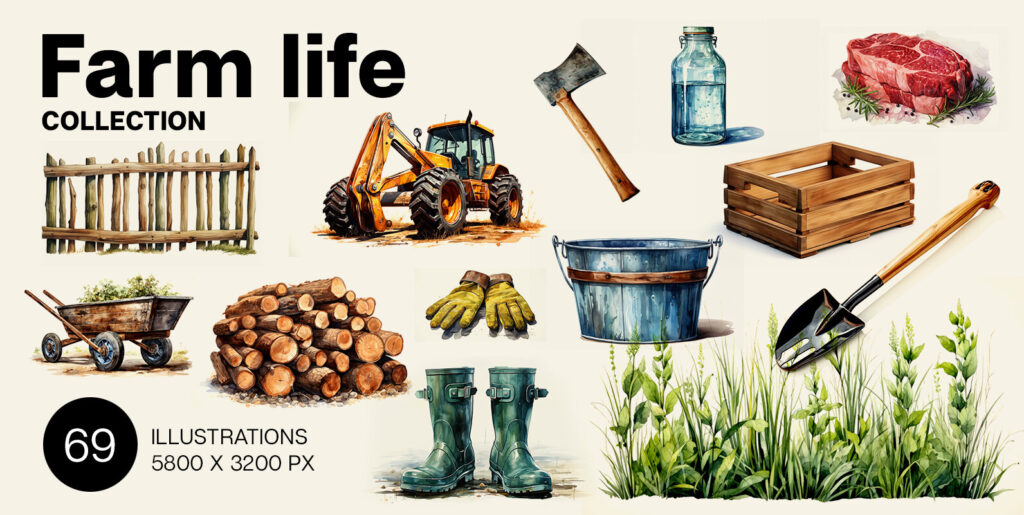 Reviving Rural Aesthetics: Journey into the Heartland with Farm Life Graphics Collection - Image 1