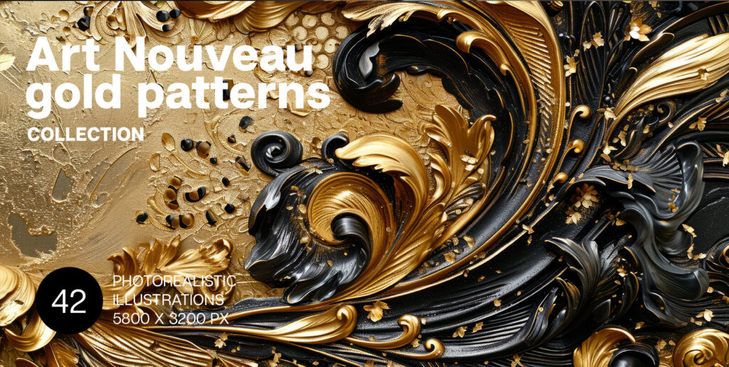 Immerse in the Intricate Splendor of Art Nouveau Gold Patterns - Image 2