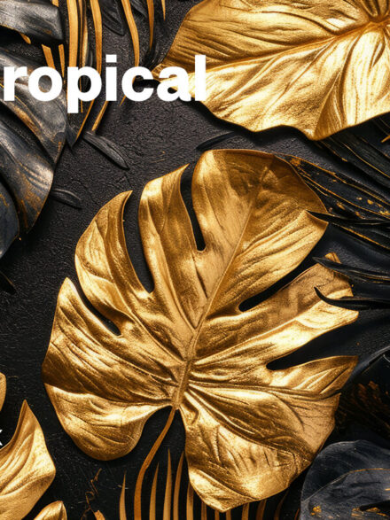 A Cascade of Opulence: The Golden Tropical Leaves Graphics Collection - Image 1