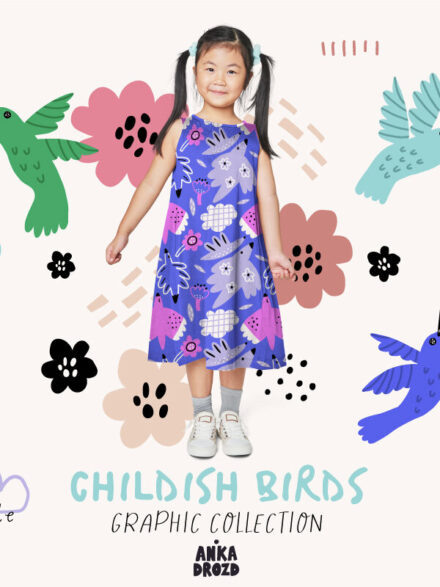 Whimsical Wonder: The Childish Birds Graphic Collection Enthralls in Digital Design - Image 1